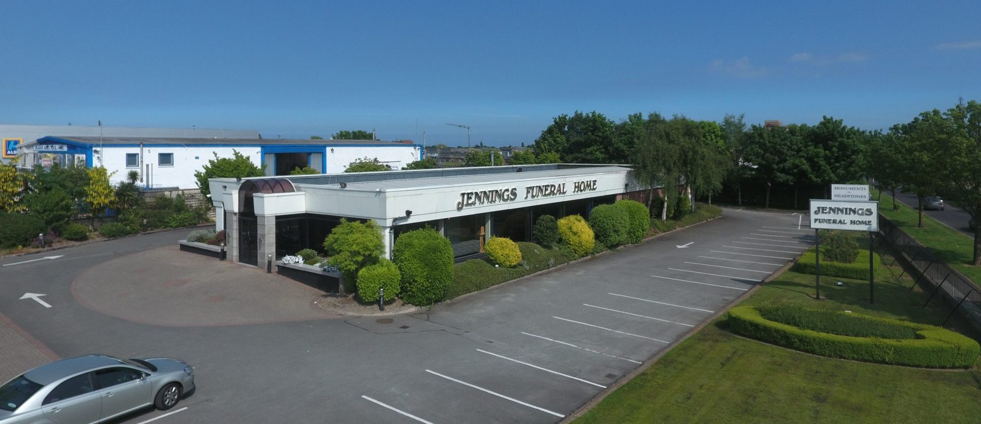 Jennings Funeral Home on Oscar Traynor Road, Coolock, with its car park